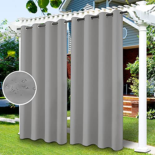 Tende da Sole per Esterno Tende Termiche Isolanti Tende Idrorepellenti con Anelli 1 Pannello, Tende per Interni per Portico, Pergolato, Cortile, Porta Scorrevole/Pergolato, ( grigio, 132 x 213 cm)