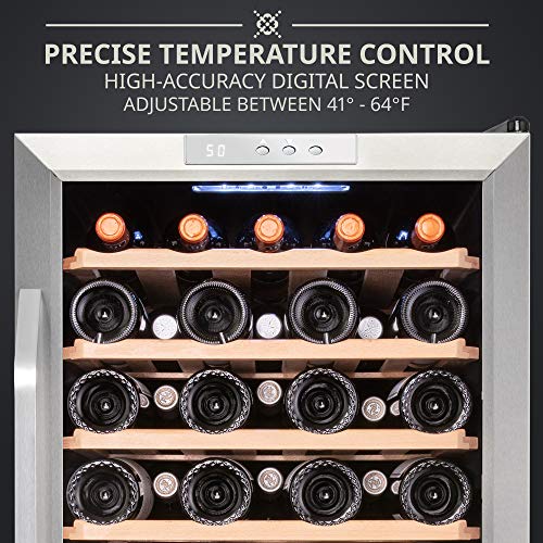 Ivation 51 Bottle Compressor Wine Cooler Refrigerator w/Lock | Large Freestanding Wine Cellar For Red, White, Champagne or Sparkling Wine | 41f-64f Digital Temperature Control Fridge Stainless Steel - Image 6