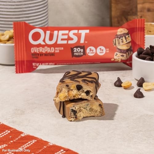 Quest Nutrition Overload Protein Bars, Nutty by Nature Flavored Protein Bars, 20g Protein, 1g Sugar, 3g Net Carbs, Gluten Free, 12 Count - Image 6
