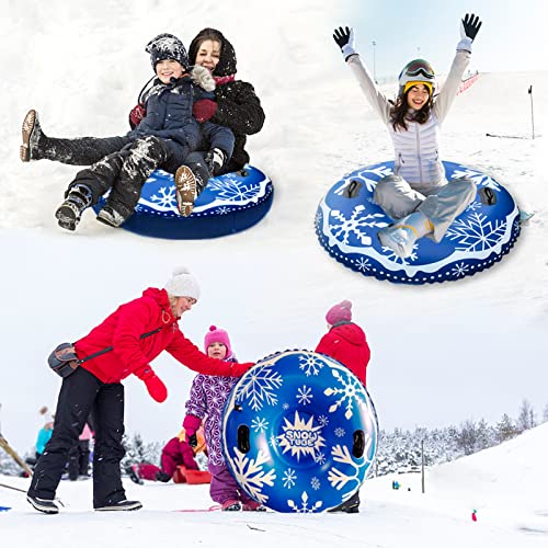 Snow Tube, Sled For Children And Adults, Super Big 47 Inch With Handle Bottom Thickening Heavy Duty Inflatable 0.6Mm Snow Tubes For Sledding, Outdoor Fun Family Play Activity #TOP1