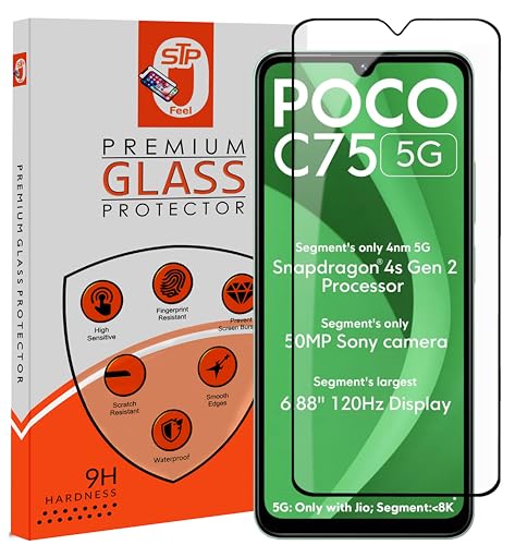 Image of Premium Tempered Glass Screen Protector Guard Compatible For Xiaomi Poco C75 (6.88 Inch, Pack of 1) | Edge to Edge Coverage With Easy to installation kit for Smartphone