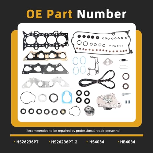 Image of Head Gasket Set with Timing Belt Kit, 1.7L, fits for Honda Civic HX /EX 1668CC /1700CC 1.7L 2001 2002 2003 2004 2005 D17A2 D17A6 OE# HS26236PT HS26236PT-2 TCK312 HS4034 HB4034(75pcs)