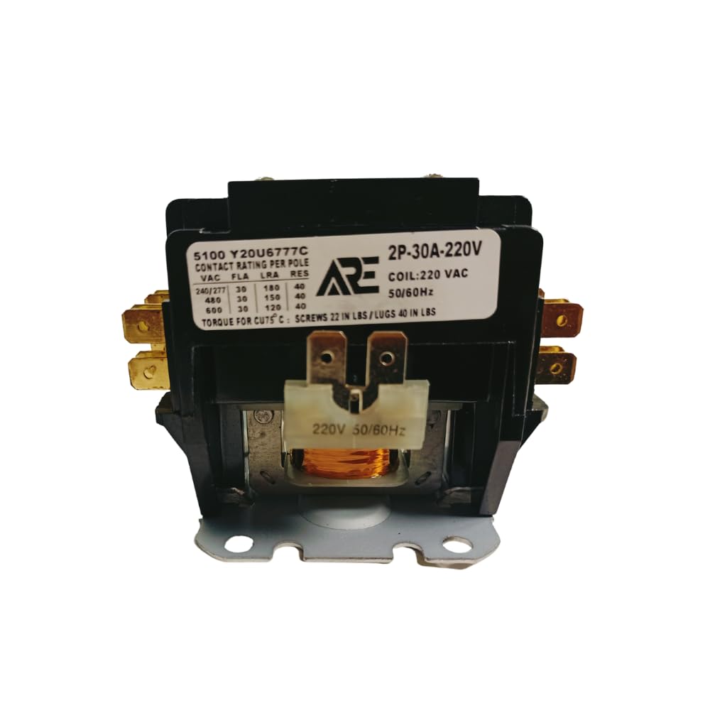 HVAC Magnetic Contactor - 2 Pole AC Contactor with 230Vac Coil Voltage - Definite Purpose Contactor - Used to Control High Power Electrical Devices