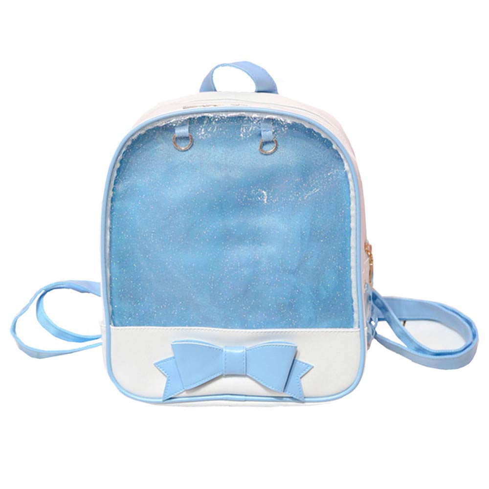 AlwaySky Ita Bag Rucksack Mädchen Süß Candy Leder Tasche Geldbörse Schultasche Sommer Strandtasche Geldbörse mit Bowknot Transparente Fenster für DIY Dekore