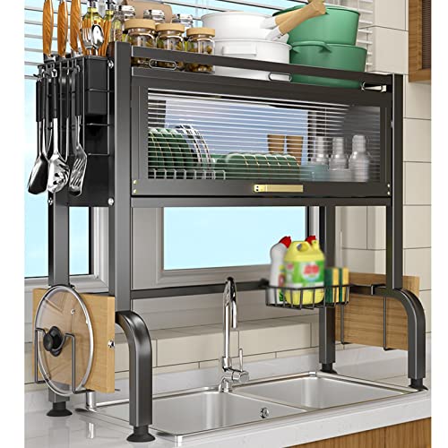 Égouttoir à vaisselle design avec étagère de rangement en acier