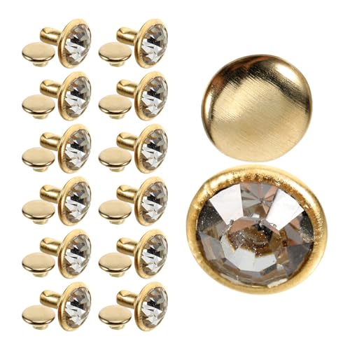 Milisten Remaches de Gemas de Imitación Cristal 8mm Borde Dorado 100 Unidades para Artesanía en Cuero DIY Bolsos Zapatos Ropa Decoración