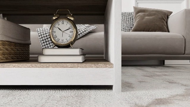 Table Basse Carrée YITAHOME En Bois Avec Rangement - Style Ferme Moderne - Gris/Blanc - Capacité 80kg