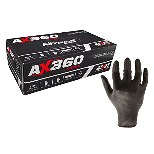 212 Performance Gloves NTG-05-010 Disposable Black Nitrile Gloves (Latex Free), Large