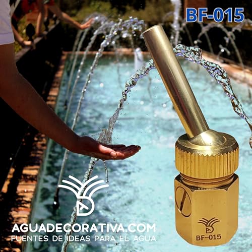 AGUADECORATIVA - Gartenbrunnendüsen 1/2 Zoll, schwenkbare Düsen von 6 mm mit Ventil zur Höhenverstellung (Messing) für Wasserspiel - BF015