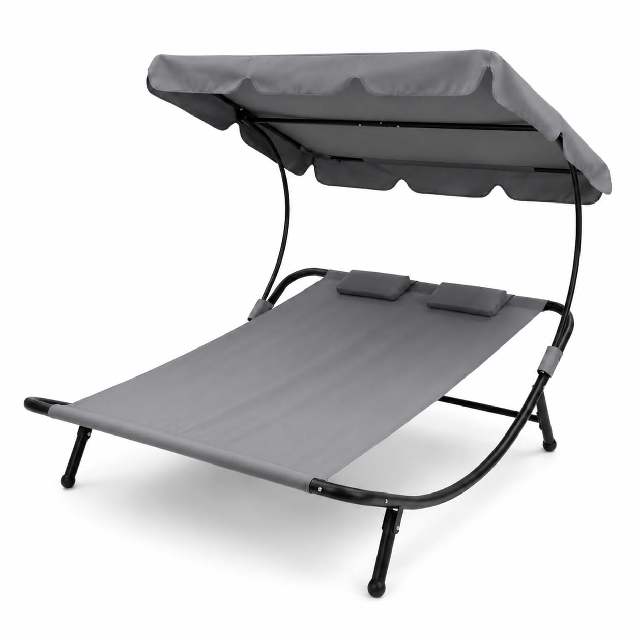 Cama Balinesa Doble Exterior con Toldo Ajustable y Cojines, Tumbona de Jardín para 2 Personas, Estructura de Acero para Terraza, Piscina y Patio