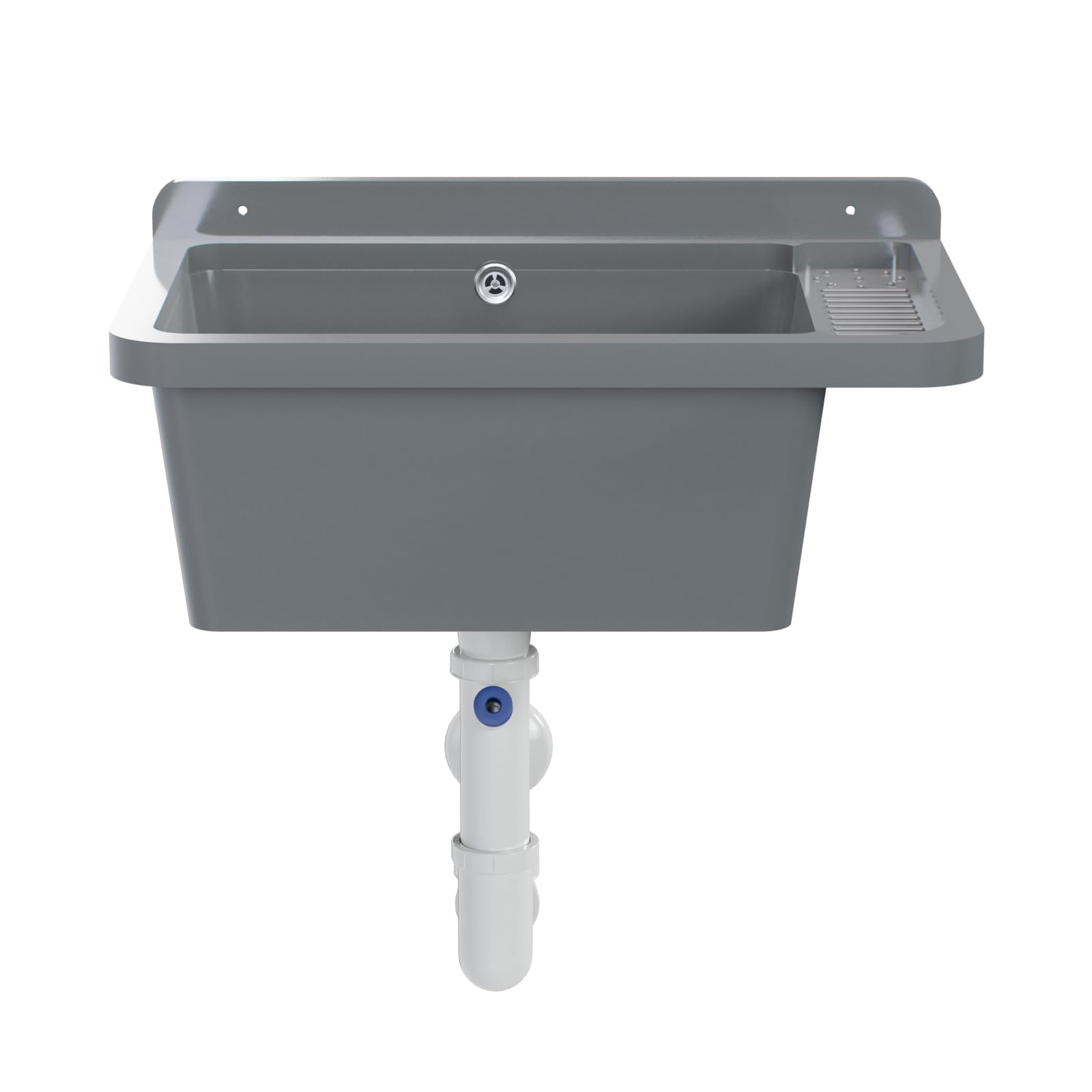 Bassin de vidange Lavabo Évier Bac à laver extérieur pour jardin, garage, cave, cuisine, atelier Grand bassin (Gris)