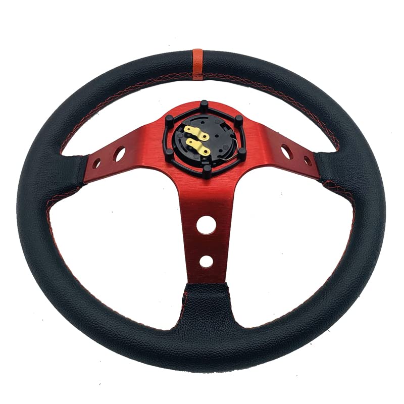 Volante Sportivo Da Corsa 350mm - Piatto Profondo, 6 Bulloni, Pelle PU - Nero/Blu/Rosso - Foto 2