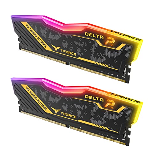 TEAMGROUP T-Force Delta TUF Gaming Alliance RGB DDR4 16GB (2x8GB) 3200MHz (PC4-25600) CL16 Desktop Gaming Memory Ram TF9D416G3200HC16CDC01