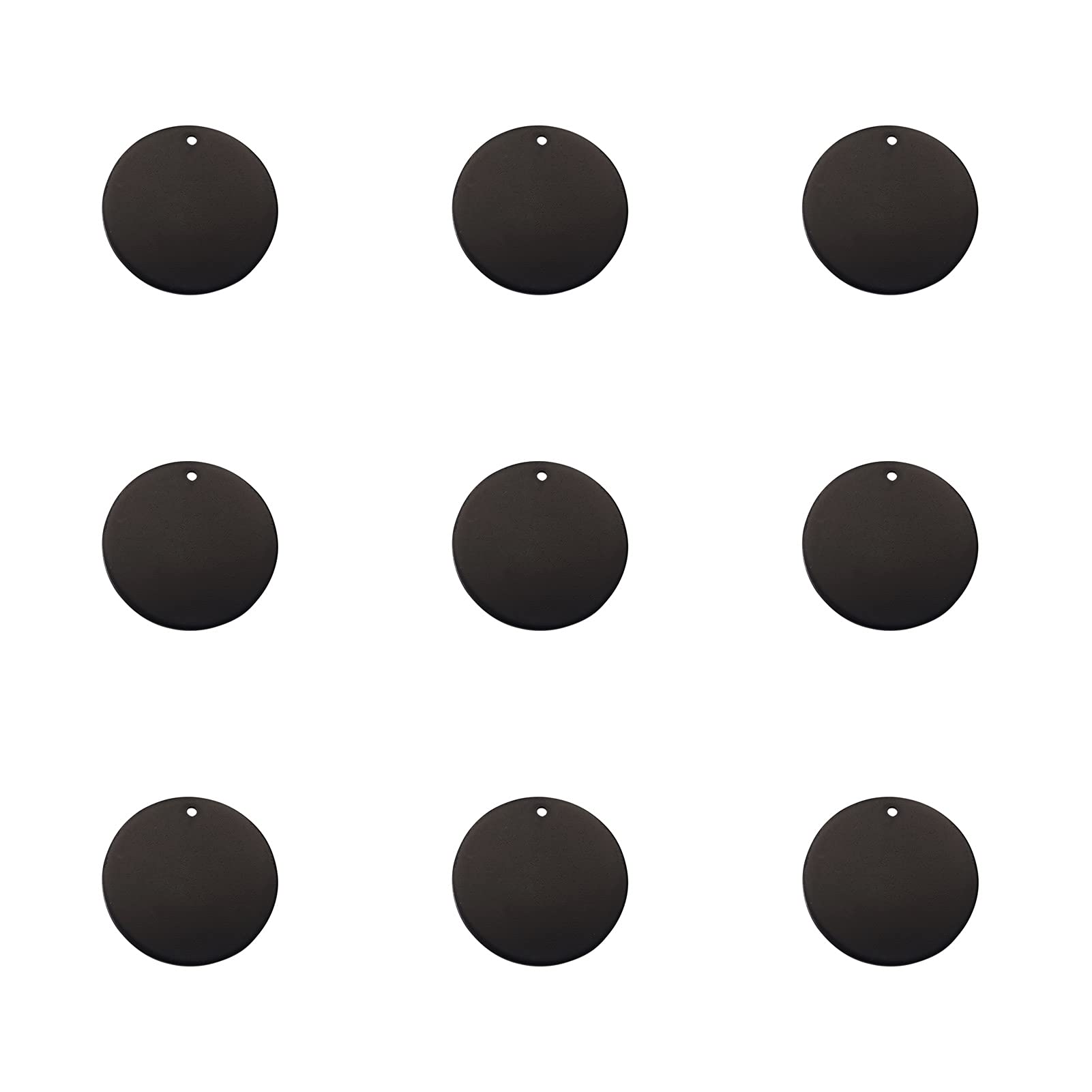 PandaHall 10pcs 304 Stainless Steel Blank Stamping Tag Pendants 25mm Black Flat Round Charm Pendants for DIY Jewelry Making