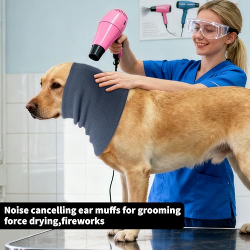 3 Stück Ohrenschützer für Hunde Lärmschutz,Anti-lärm Ohrenschutz Hund,Hohe Elastizität,Hund Schallschutzhaube,Entlasten Sie Angst vor Lärm, Donner, Feuerwerk(Klein+ +Mittel+Groß) (Grau)