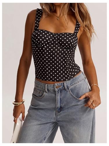 SOLY HUX Women's Polka Dots Corset Tops Y2k Sleeveless Bustier Going Out Crop Tank Top4