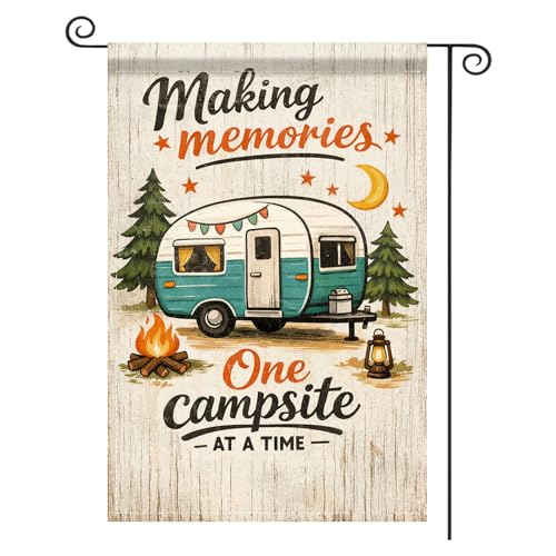 Image of Nuxovilar Camping Flag Fire Pit Garden Flag 12x18 Inches Polyester