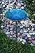 Evergreen Blue Sea Glass Bird Bath with Metal Stake - 11”L x 11