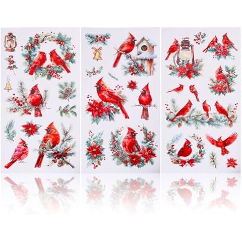 GLOBLELAND Christmas Cardinal Furniture Transfers Cover