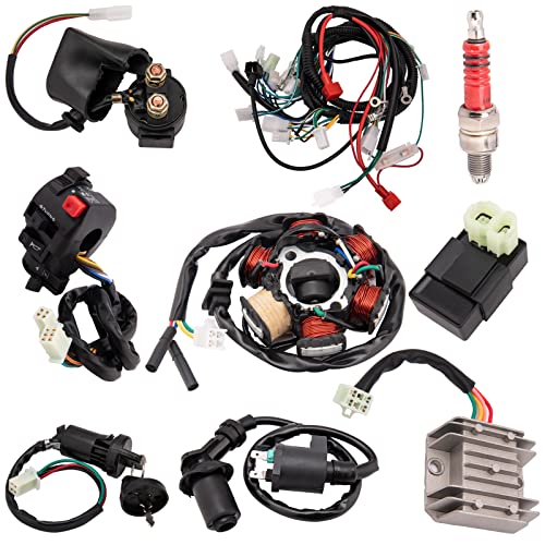 Motos, Outdoors KAKO Kit completo de arnés de cableado para ATV Quad 4 cuatro ruedas GY6 50CC 70CC 110CC 125CC Go Kart Dirt Pit Bikes con bobina de estator eléctrica CDI...