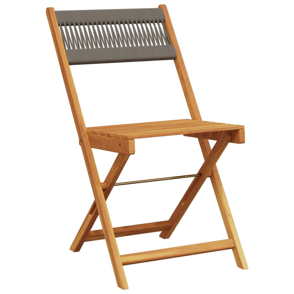 Fengshui Set da bistrò pieghevole in legno di acacia, 3 pezzi, grigio