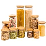 11 Porta Mantimentos Herméticos Vidro Bambu Silicone Premium (Madeira)