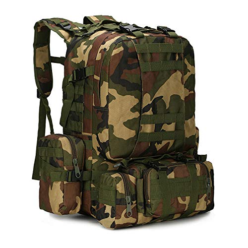 HHE 55L Military Tactical Backpack for Camping Hiking Trekking Hunting Bug Out Bag Outdoor Backpack (Jungle / woodland Camo) Large
