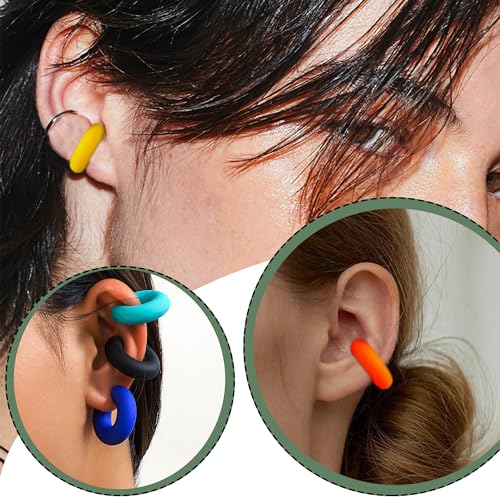 COLOYAN 12 Pairs Acrylic Cuff Earrings for Women Colorful Acrylic Ear Cuffs Clip On Cartilage Hoop Earring Non Piercing Thick Earrings Trendy Jewelry4