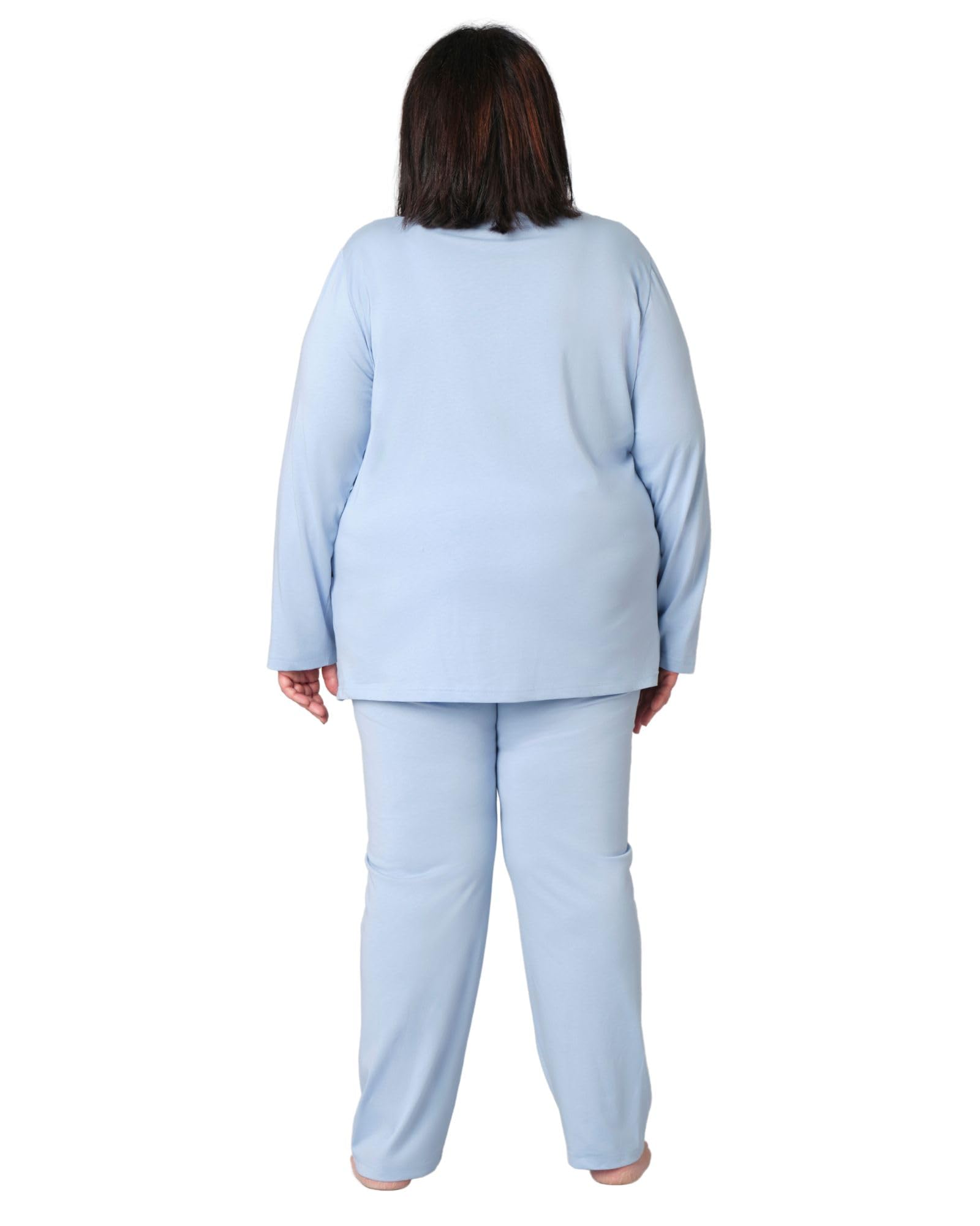 FERRUCCI COMFORT Pijama de mujer de talla grande, tallas grandes, cómodo, talla grande, 100% algodón, cómodo y transpirable