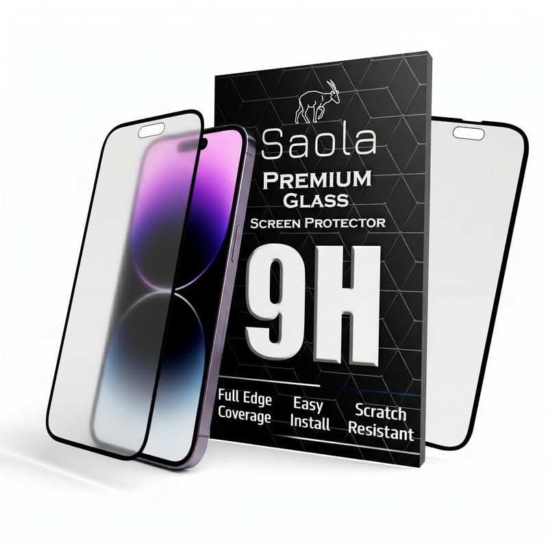 Image of Saola HD Matte Tempered Glass With 18H Hardness For Apple Iphone 14 Pro (PACK OF 1) with Hassle-less Installation Kit. Full screen Coverage. 6.1 inch