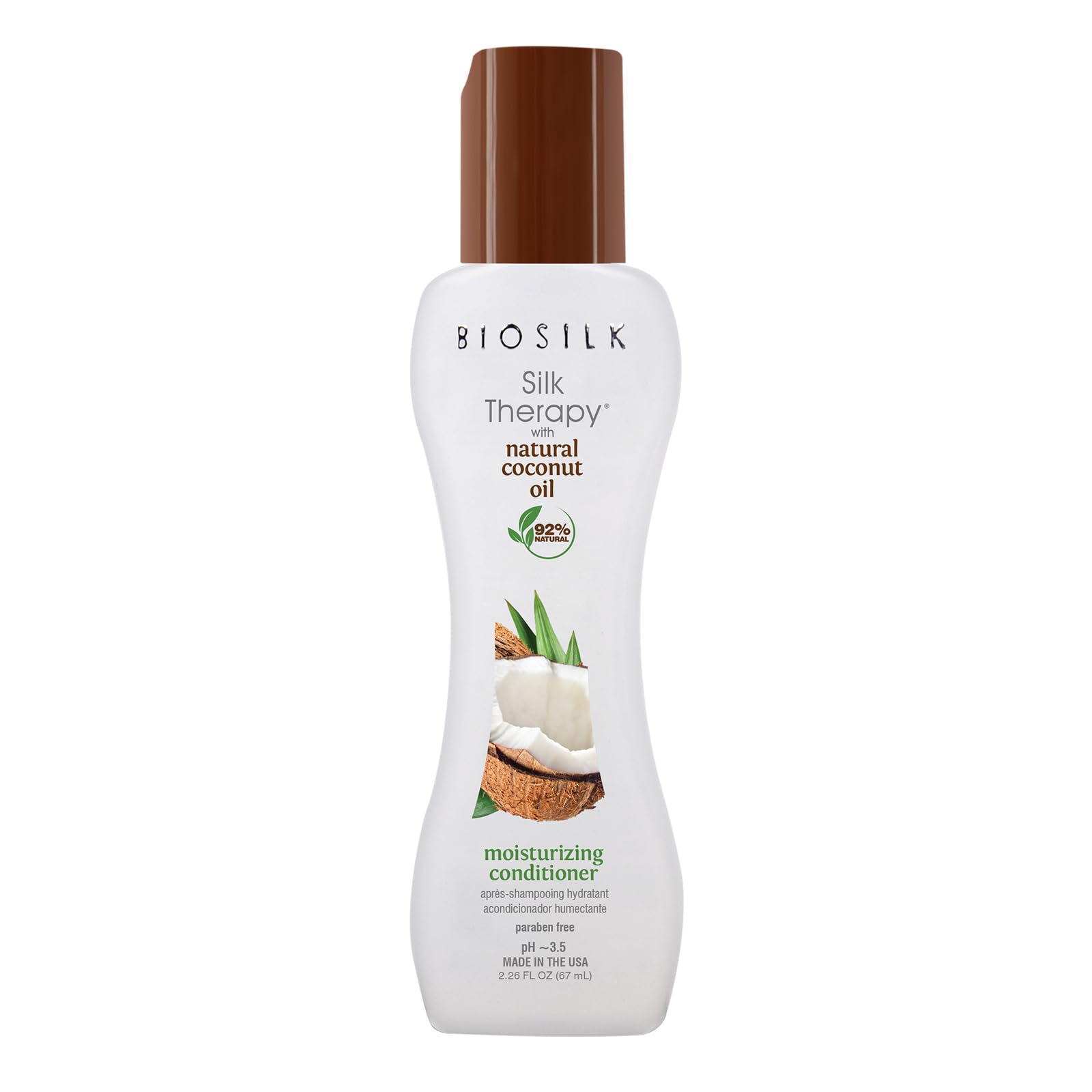 BioSilk Silk Therapy with Natural Coconut Oil Moisturizing Conditioner, Nourishing & Helps Eliminate Frizz, Sulfate, Paraben & Cruelty-Free, 2.26 Oz