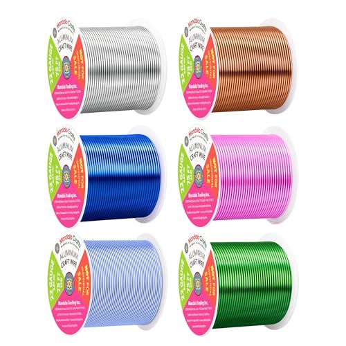 Image of Mandala Crafts 22 GA Pink Green Blue Assorted Anodized Aluminum Craft Wire | 450 FT, Colored, Flexible, Bendable for Bonsai Armature Sculpting Wire Wrapping Jewelry Making, Weather & Tarnish Resistant