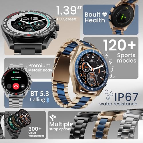Boult Mirage Smart Watch 1.39''HD Screen, Bluetooth Calling, IP67, Zinc Alloy Frame, 500 Nits Brightness, AI Voice Assistant, SpO2 Monitoring, 120+... - Image 2