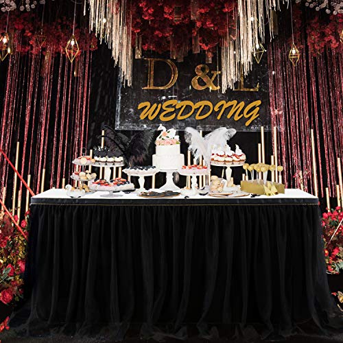 image for Suppromo 9ft Black Table Skirts for Rectangle Tables or Round Tables B