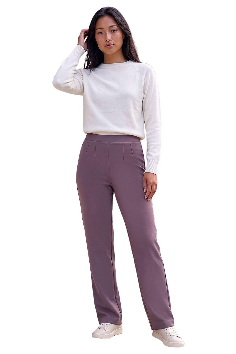 Roman Women's Petite Straight Leg Ponte Stretch Trouser in Taupe | Size: 12