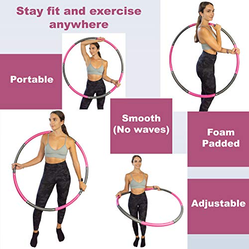 Better Sense Hoola Hoop for Adults - 8 Section Detachable Hoola Hoops, 2lb Weighted Hoola Hoop for Exercise - Portable Smooth & Soft Padding Weighted Hula Hoop with Jump Rope & Resistance Band