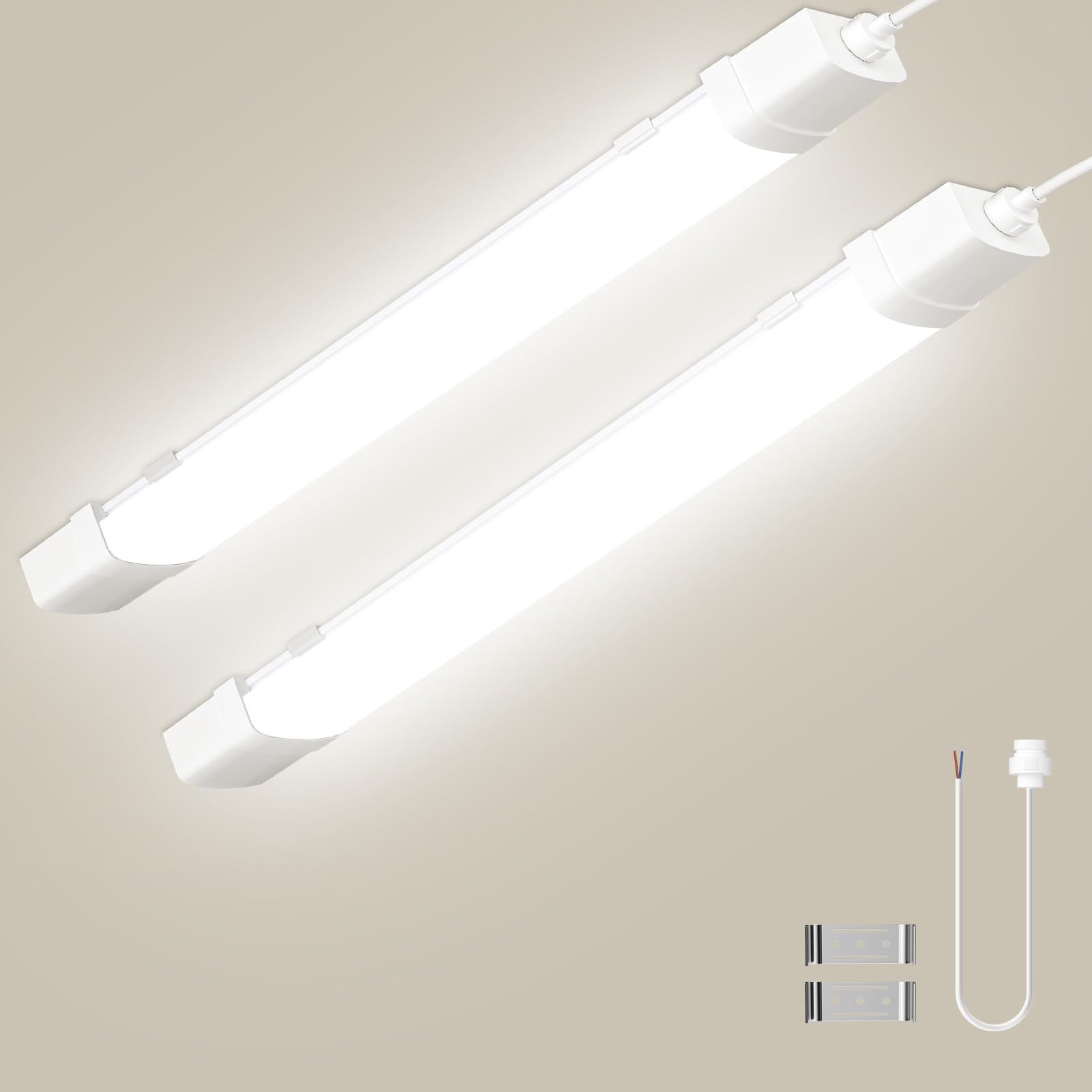 Neon LED 115cm con Sensore di Movimento 2 Pezzi,40W 4000LM Tubo Neon,4500K Bianco Neutro Barra LED,IP65 Impermeabile Plafoniera Soffitto per Cucina Officina Garage Ufficio