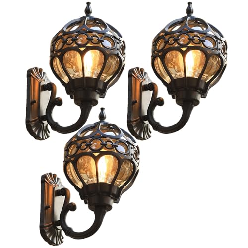 Applique murale vintage étanche anti-rouille luminaire extérieur aluminium verre câblé porche