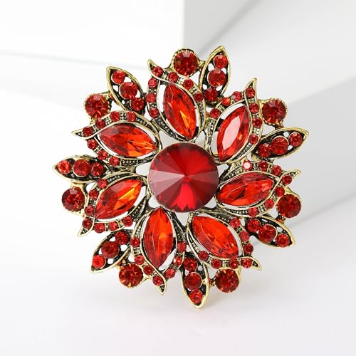 Image of Trendy Large Rhinestone Flower Brooches 8-color for Women Luxury Office Party Casual Pins Jewelry Accessories Gifts