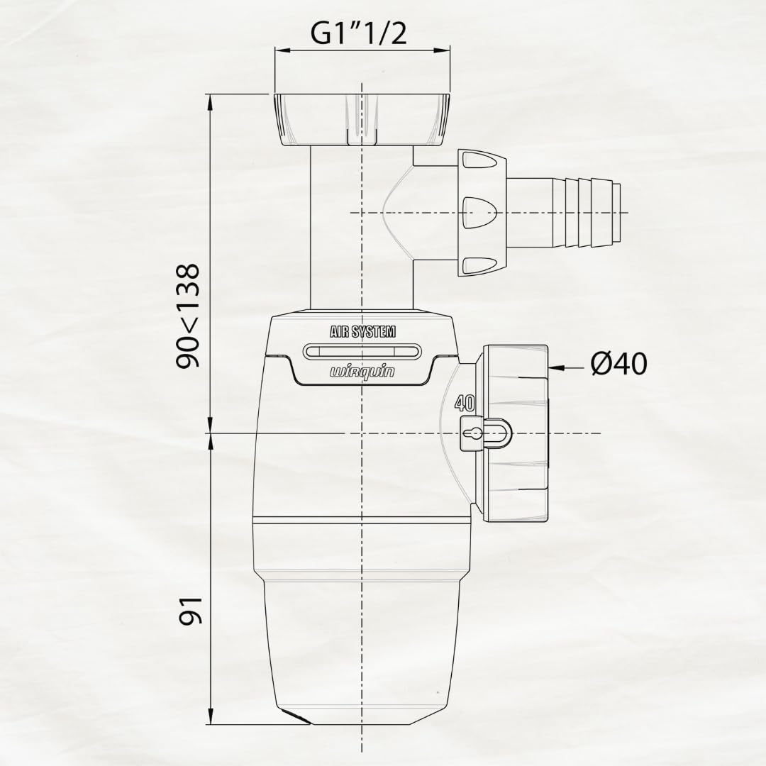 Wirquin Siphon évier Néo Air blanc Ø40 anti-vide intégré réglable compact