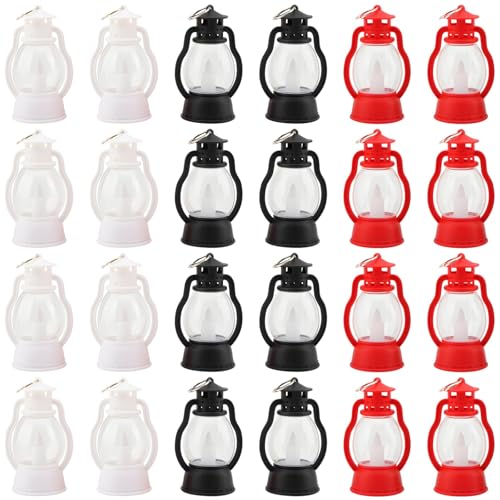 Bosreroy 24-Count Set of Classic PVC Mini Led Lanterns, Mixed Colors for Themed Weddings, Cowboy Party Decor, Table and Hanging Use