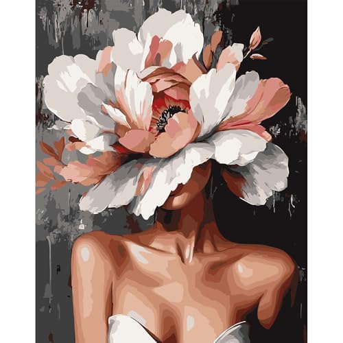 Peinture Numero Adulte Femme avec des fleurs, Kit de peinture par numéros pour débutants, Fleurs...