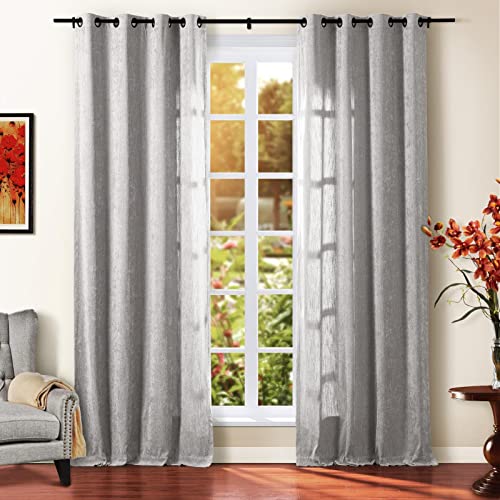 TWOPAGES Chenille Curtain for Kids Living Room, Soft Luxury Room Darkening Drape Grommet Top, 26W x 96L Inch, Silver Gray, 1 Panel