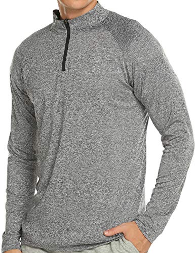 JINIDU Men 1/4 Zip Base Layer Fit Sports T-Shirts Jersey Pullover Shirt Spring
