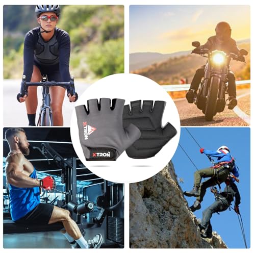 Image of XTRON Gym Gloves Weight Lifting Fitness Gloves Men & Women for Workout, Training, Exercise, Cycling Gloves, Bike Sports Gloves (Nexa DX 071) Black Grey