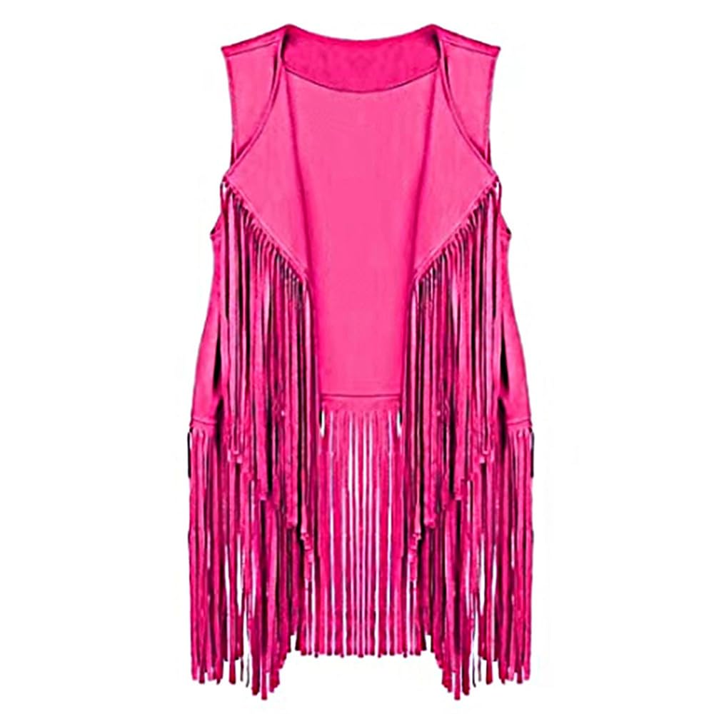Chaleco con flecos para mujer, chaleco sin mangas, estilo vintage, hippie, chaleco largo con borlas, chaleco hippie, chaleco para mujer, disfraz hippie, talla S