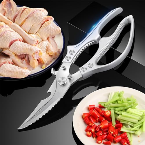 Ciseaux de cuisine multifonctions avec ressort et loquet de sécurité - 3