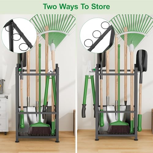 Image of 98577 Garden Tool /BROOM /MOP Organizer, Yard Organizer for Garage Organization and Storage,Garden Rack with 9 Loops for Garage, Shed, Outdoor,Easy Take Out and Storage.