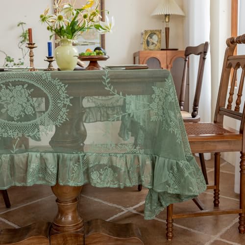 HADEEONG Lace Tablecloth 60 x 102 Inch with Boho Embroidered