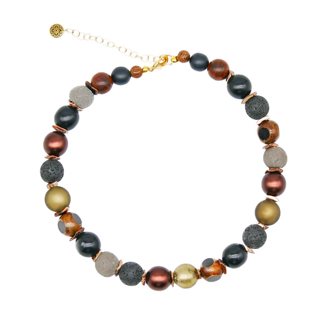 Perlenkette Halskette Damen Handmade 45 cm Statement Kette